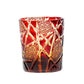 Red Edo Kiriko whiskey glass with gold leaf-inspired cut design

