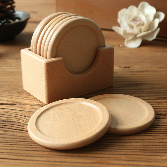 Kiboku – Natural Wood Coaster Set (Beech & Walnut) - Whiskey Héritage