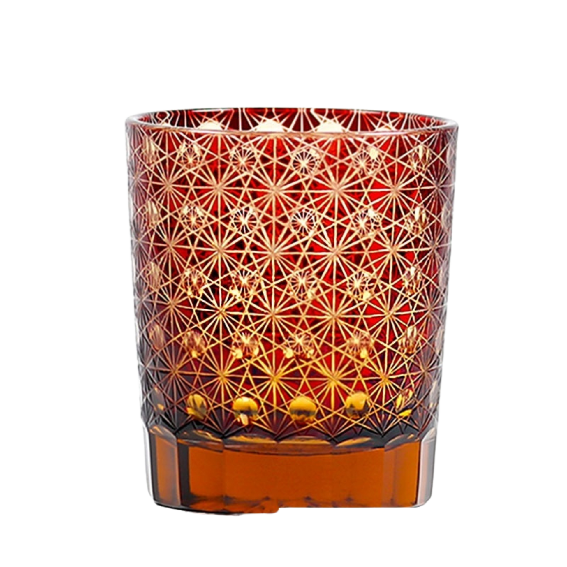 Kohaku Asanoha – Edo Kiriko Japanese Whiskey Glass - Whiskey Héritage